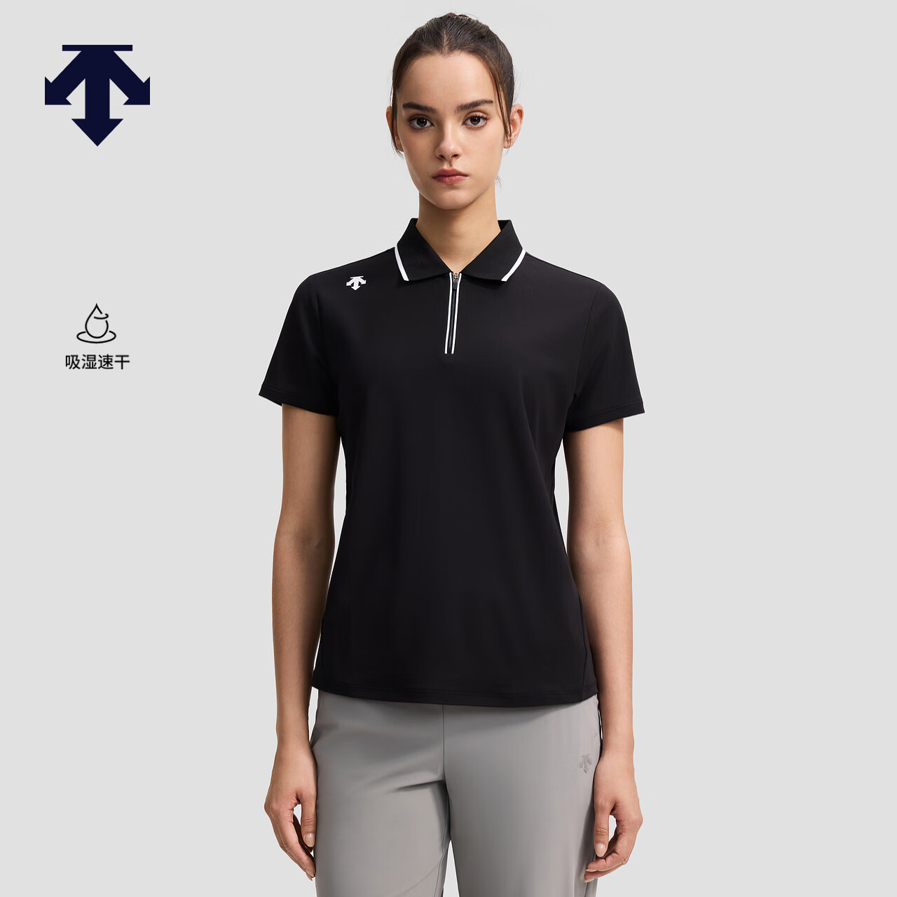 DESCENTE迪桑特WOMEN’S TRAINING系列女士短袖POLO衫 BK-黑色 L (170/88A)
