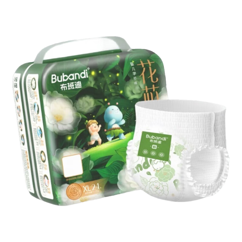 布班迪纸尿裤花芯裤新生儿拉拉裤一体全包臀学步裤男女宝山茶花 拉拉裤XL码24片【12-17kg】