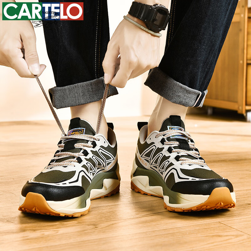 卡帝乐鳄鱼鞋子男鞋秋季潮流网面男士休闲鞋商务平底百搭运动板鞋 青灰[透气款]QH3371 40