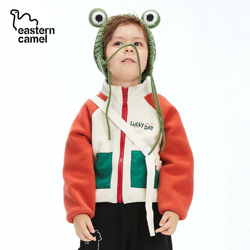 东方骆驼秋季新款童装儿童摇粒绒保暖外套女童男衣服女小童春款摇粒绒外套 灰色 100