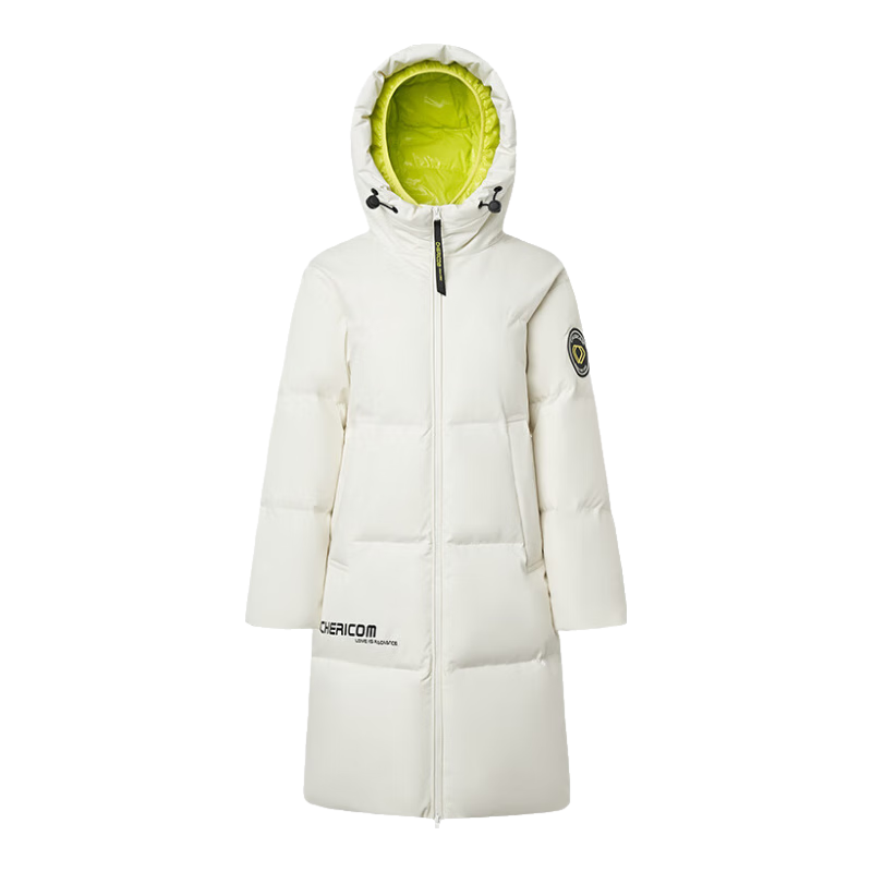 千仞岗冬季羽绒服女士中长款连帽外套加厚保暖百搭休闲潮流时尚防寒服 魔幻白 XS (155)