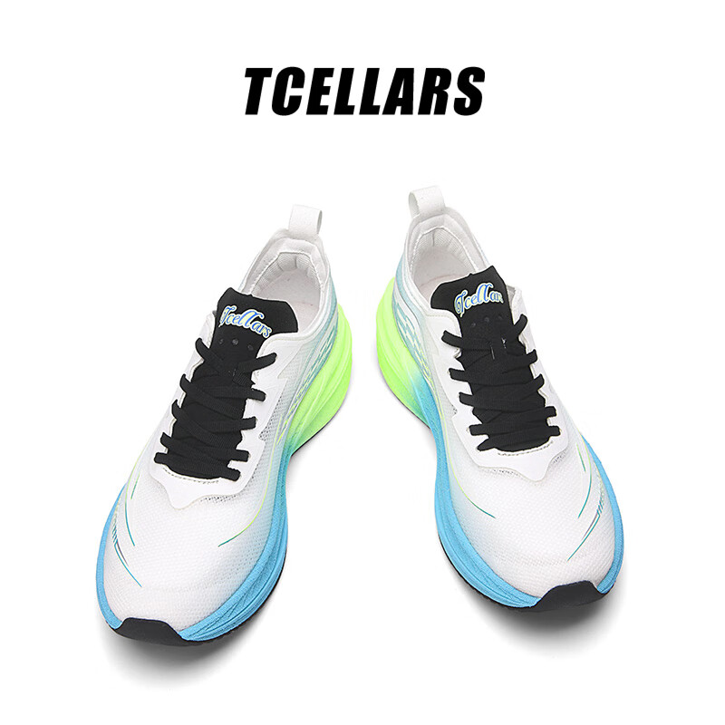 Tcellars跑步鞋男鞋冬季新款轻质缓震慢跑鞋网面透气男士休闲户外运动鞋子 荧光蓝 39
