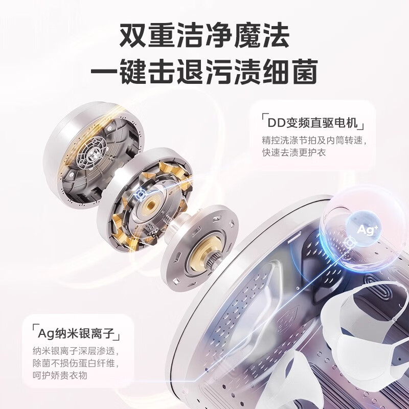 美的全自动内衣内裤洗衣机洗烘一体 迷你洗衣机1kg大容量直驱变频三重除菌健康AI智能判干 迷你洗烘一体【新品上市】MND10VD0E