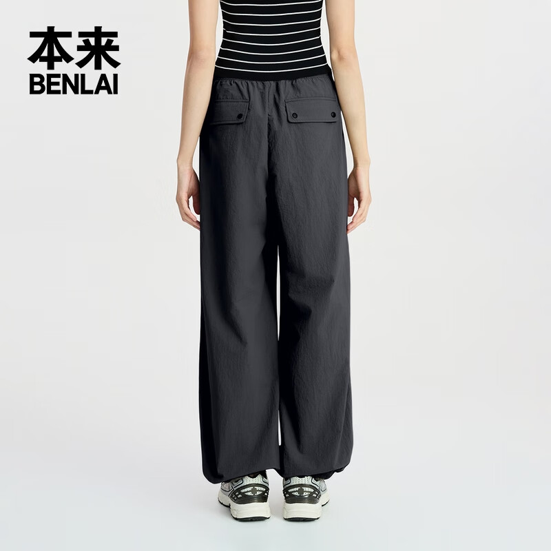本来BENLAI女士凉感工装束脚裤2025秋季新款休闲裤女裤子女BNM650002 宝蓝 S