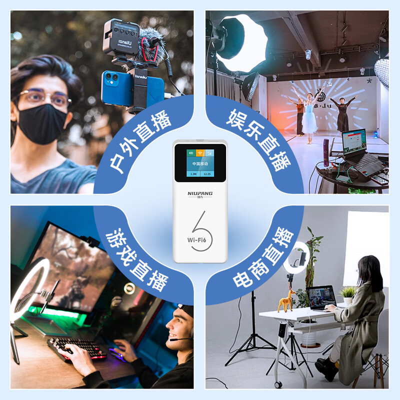 纽方移动随身wifi6免插卡【无需预存】便携带【送1500G】车载4G无线wifi充电上网二合一无限高速流量 白色款10000毫安+三网切换+充电上网二合一