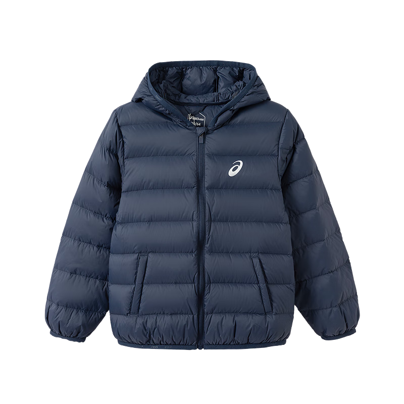 亚瑟士（asics）童装25年冬季儿童柔软舒适三防轻薄保暖羽绒服【高充绒量】 藏青色 清洁度1000-鸭绒 140 充绒量79g