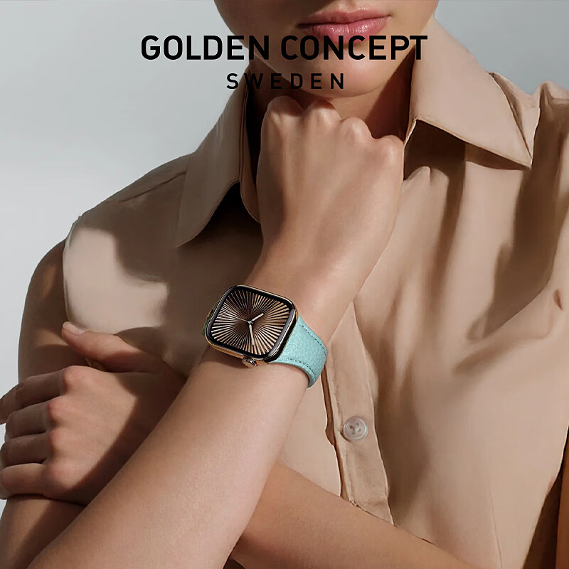 古德康赛 GoldenConcept【S12表带】真皮荔枝纹手机壳改装表带适配苹果AppleWatchS12/S11 40/41/42mm表带 复古栗色 兼容40/41/42mm 表带