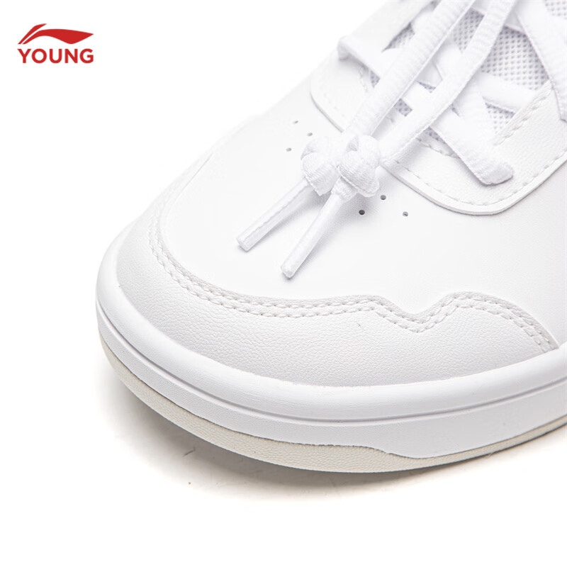 李宁童鞋儿童运动鞋男女大童柔软舒适板鞋轻弹缓震休闲鞋YKCV215 标准白-1 37