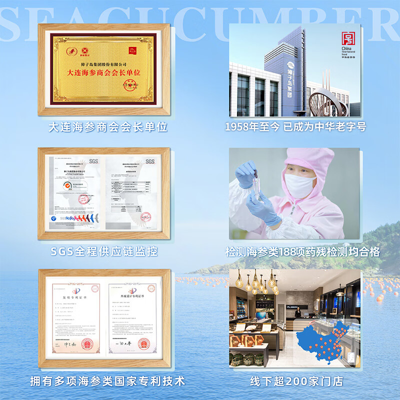 獐子岛即食海参礼盒大连辽刺参 底播海参冷冻缓化年货礼盒鲜食参冬冬 即食海参 1200g 21-30头