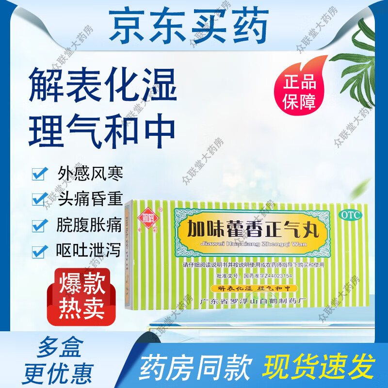 观鹤 加味藿香正气丸 3g*10袋/盒 解表化湿,理气和中用于外感风寒
