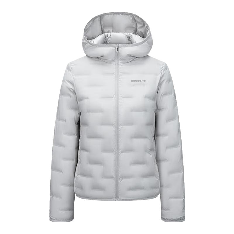 波司登（BOSIDENG）25新款轻薄短款羽绒服女鹅绒无缝胶囊轻便保暖连帽外套B250131036 岩石灰-【卡码拍大】店长推荐 L 170/92A 【120斤-150斤】