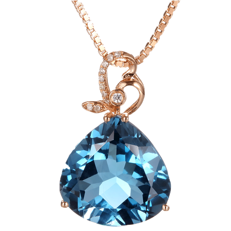 歐采妮(OUCERNY) 斑彩石吊墜 18k玫瑰金伴鉆天然斑彩石吊墜 彩色寶石女款 需定制 5-7天