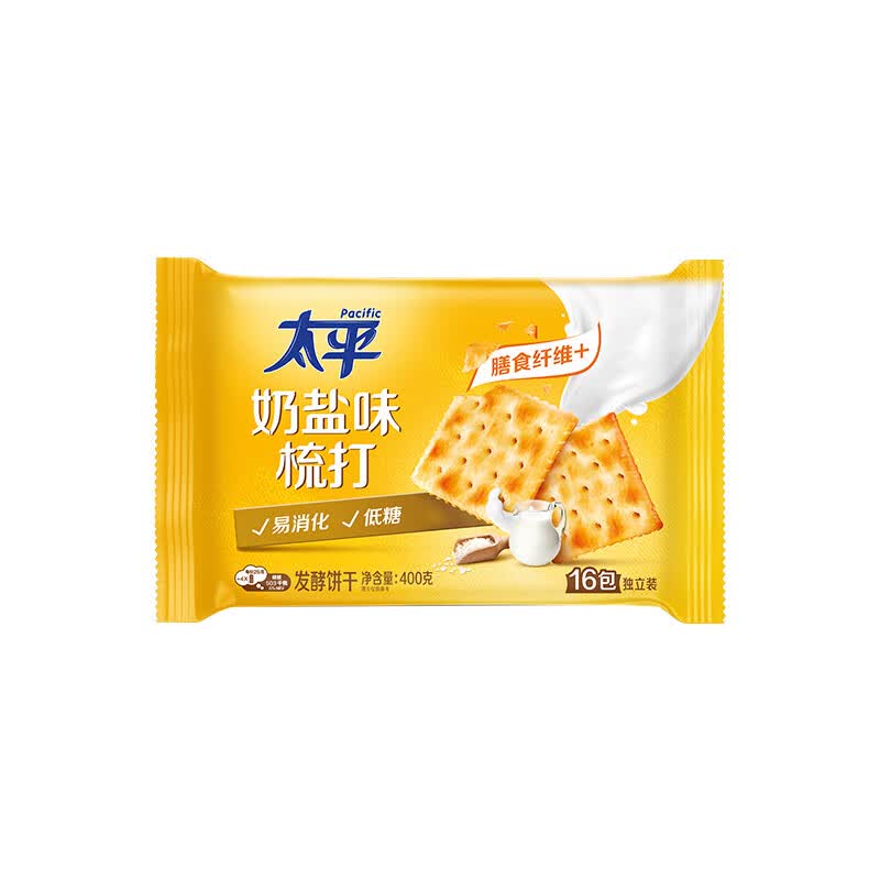 太平梳打饼干400g奶盐香葱味香脆酵母苏打饼干营养办公室宿舍零食早餐 奶盐味 400g*1袋