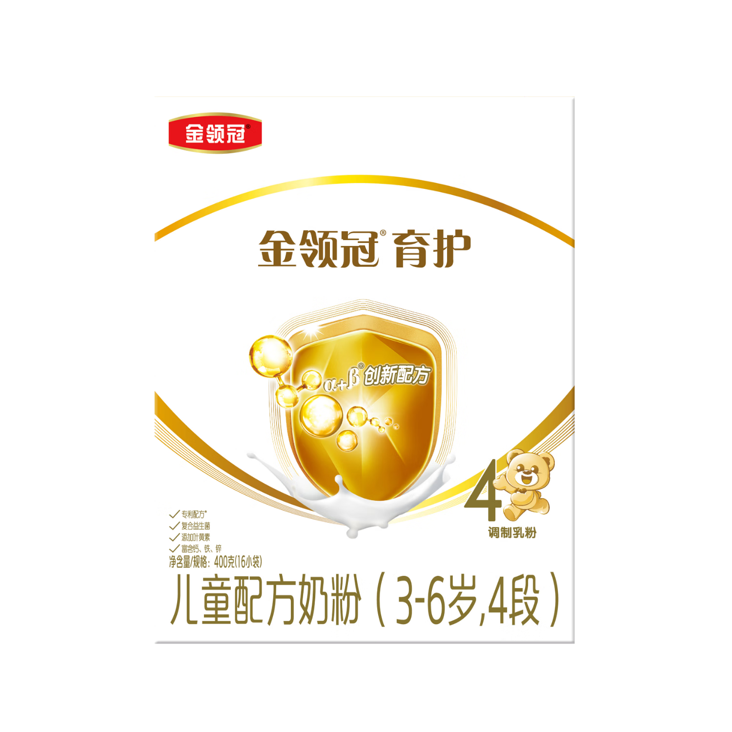 伊利金领冠育护4段400g盒装 儿童配方奶粉4段(3-6岁)400g 金领冠 育护4段 400g*1盒