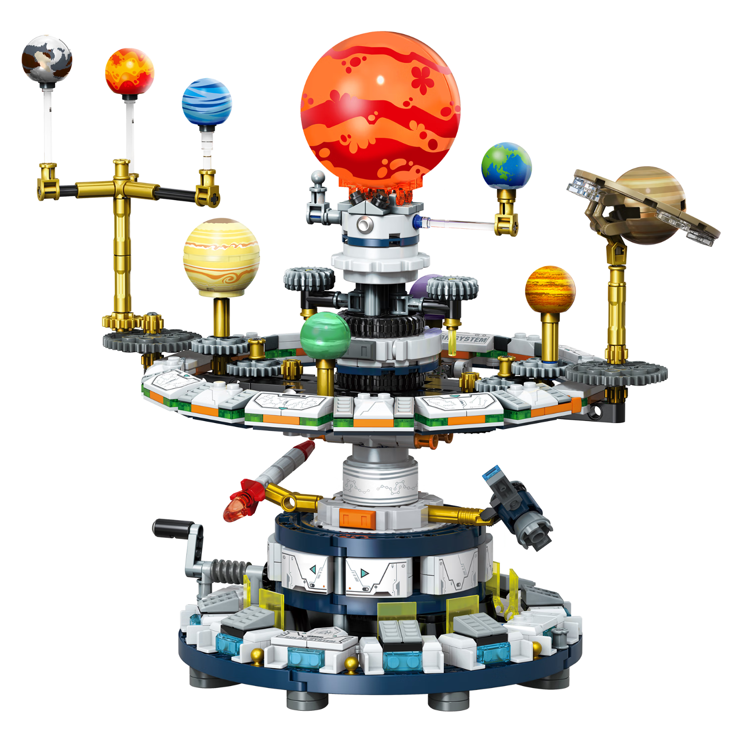 哲高旋转太阳系积木拼装玩具八大行星模型拼图行星仪礼物男孩生日礼物 星际太阳系【964颗粒】