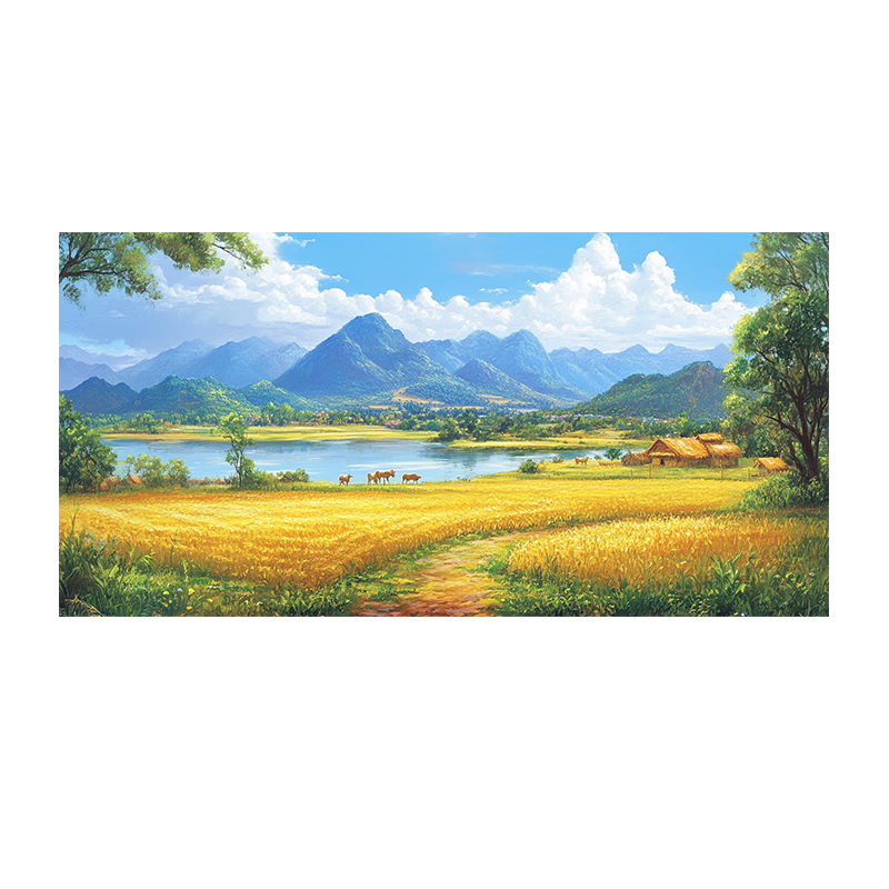 墨派手繪油畫(huà)客廳掛畫(huà)美式風(fēng)景畫(huà)餐廳裝飾畫(huà)輕奢高級(jí)感歐式大氣壁畫(huà) 8風(fēng)景如畫(huà) 180x60cm手繪油畫(huà)