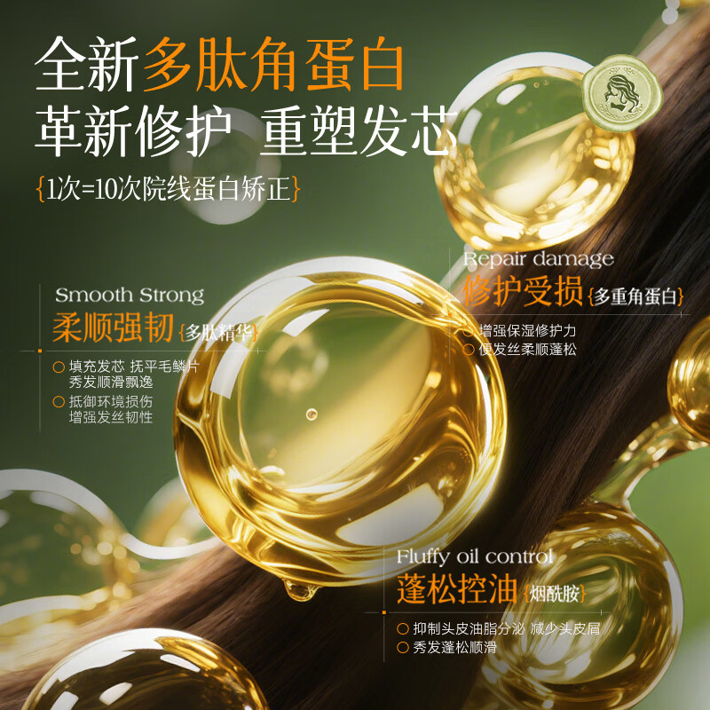 PUNOMO新西兰进口鱼子酱发膜护发素修复干枯改善毛躁柔顺修护烫染损伤女 【修护受损发质】1瓶装*500ml