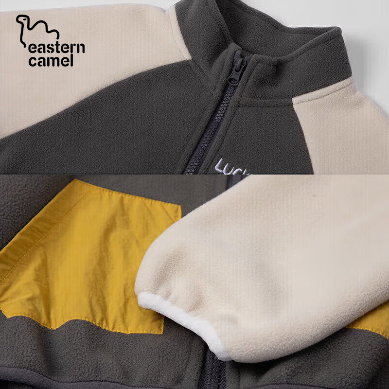东方骆驼秋季新款童装儿童摇粒绒保暖外套女童男衣服女小童春款摇粒绒外套 灰色 100