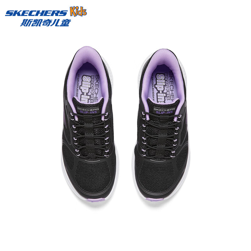 Skechers斯凯奇儿童云跃闪穿鞋专业减震跑步鞋透气运动鞋303985L/404201L 女童/黑色/BLK 36