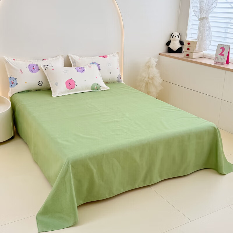 软贝小清新被套单人床单款宿舍三件套四季通用被罩四件套 糯米团 床单款 2.0m四件套(被套200*230cm