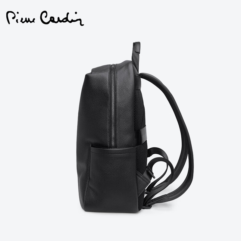 皮尔卡丹真皮大容量双肩包男头层牛皮旅商务出差电脑背包防泼水时尚旅行包 黑色【品牌正品-假一罚十】 长度31厘米高度40厘米厚度17厘米