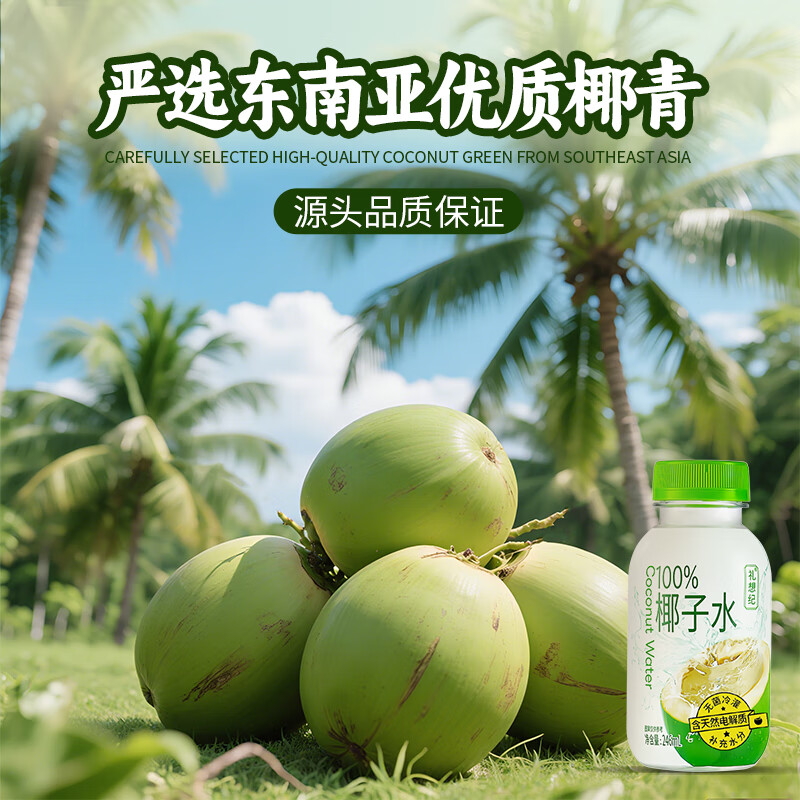 礼想纪100%椰子水健康0脂NFC果汁原汁椰青富含天然电解质饮料水 246ml 246ml*8瓶