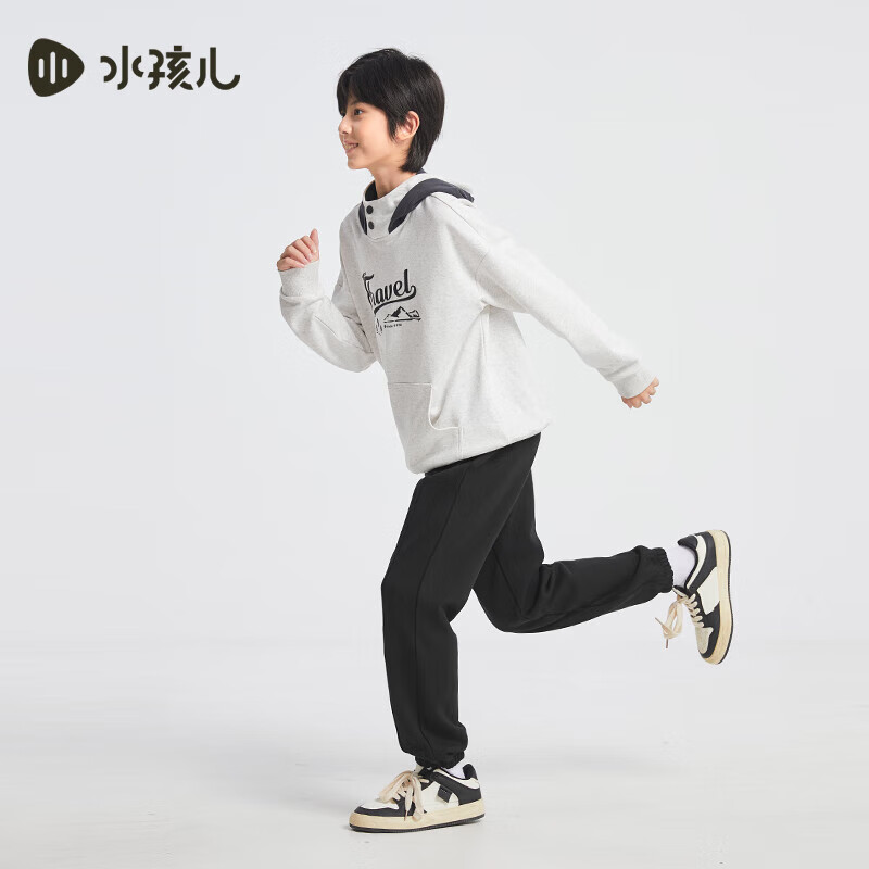 水孩儿(SOUHAIT)童装男童女童加绒厚裤子冬季儿童保暖长裤百搭休闲裤 钻石黑1 170