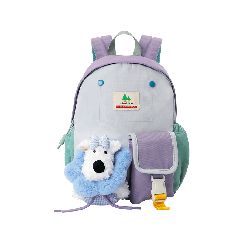 创宙 SHUKIKU乐兜兜儿童公仔双肩包幼儿园书包小学生防泼水背包 海盐茄紫 S+