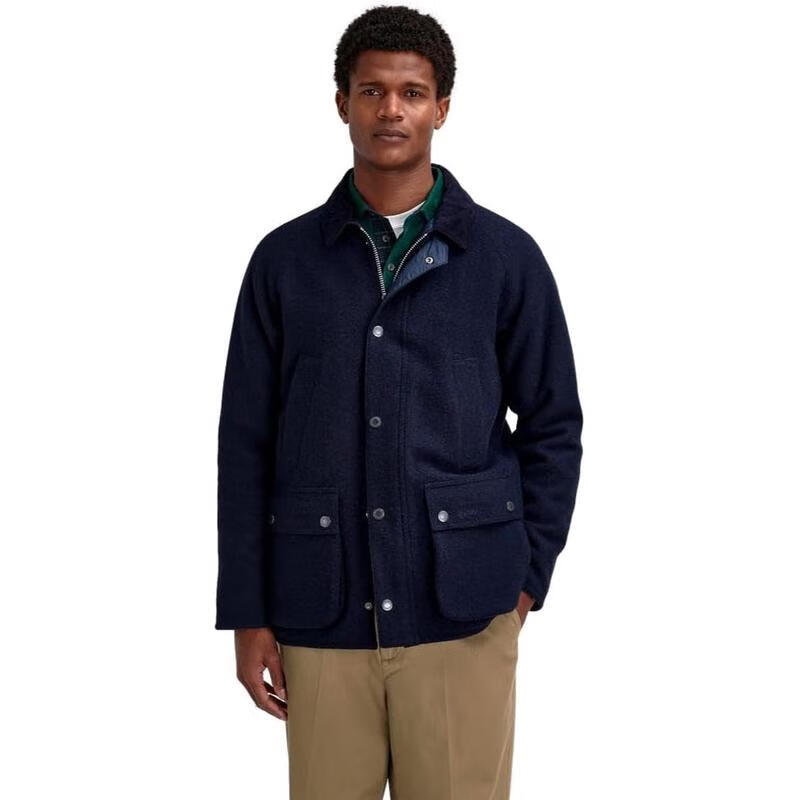Barbour男士保暖休闲外套口袋外套日常出行复古男油蜡夹克 Navy/Greenloch 均码 |LARGE