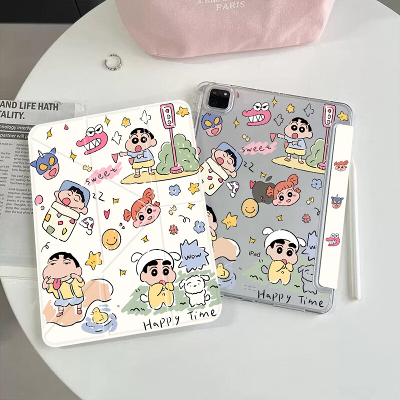 适用iPad保护壳pro11寸11代卡通彩绘Air7/6三+Y折平板壳防摔轻薄 卡通【BB297】横竖支撑笔槽款 iPad air7-10.9寸