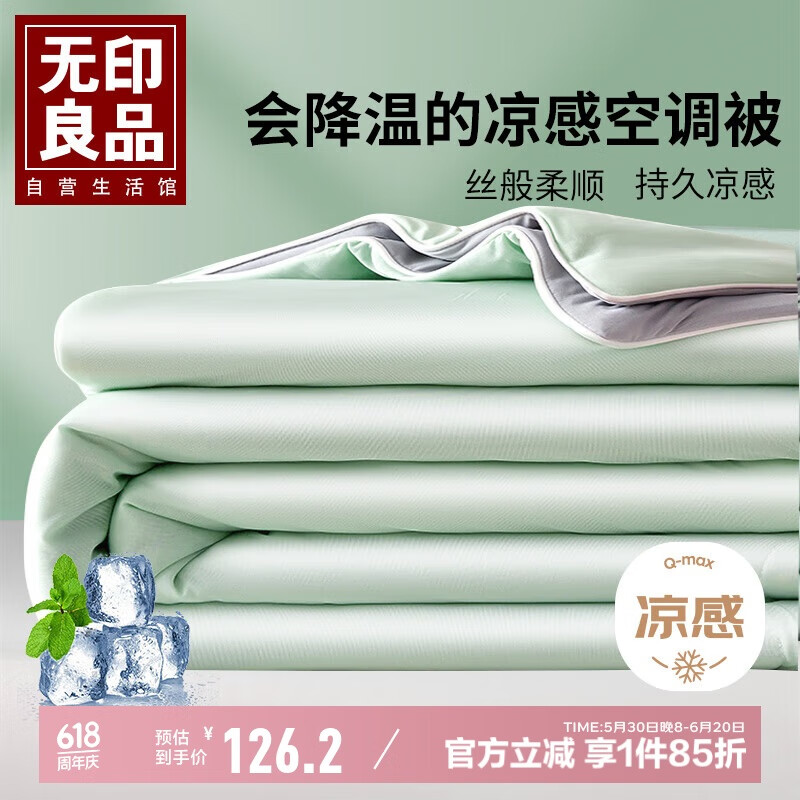 无印良品A类凉感丝夏被 凉感值0.29 夏凉被夏季空调被芯薄被子200*230cm