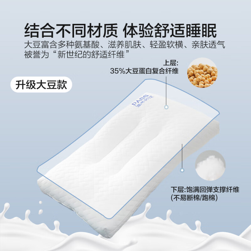 WCZ德国枕头成人护颈枕颈椎病深度睡眠专用高中生大豆纤维学生儿童枕 对装大款 10cm