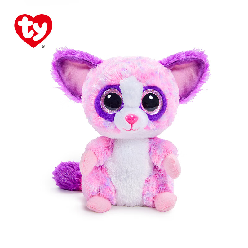 TY动物毛绒玩偶儿童礼物贝贝-紫粉色浣熊36395安抚陪伴