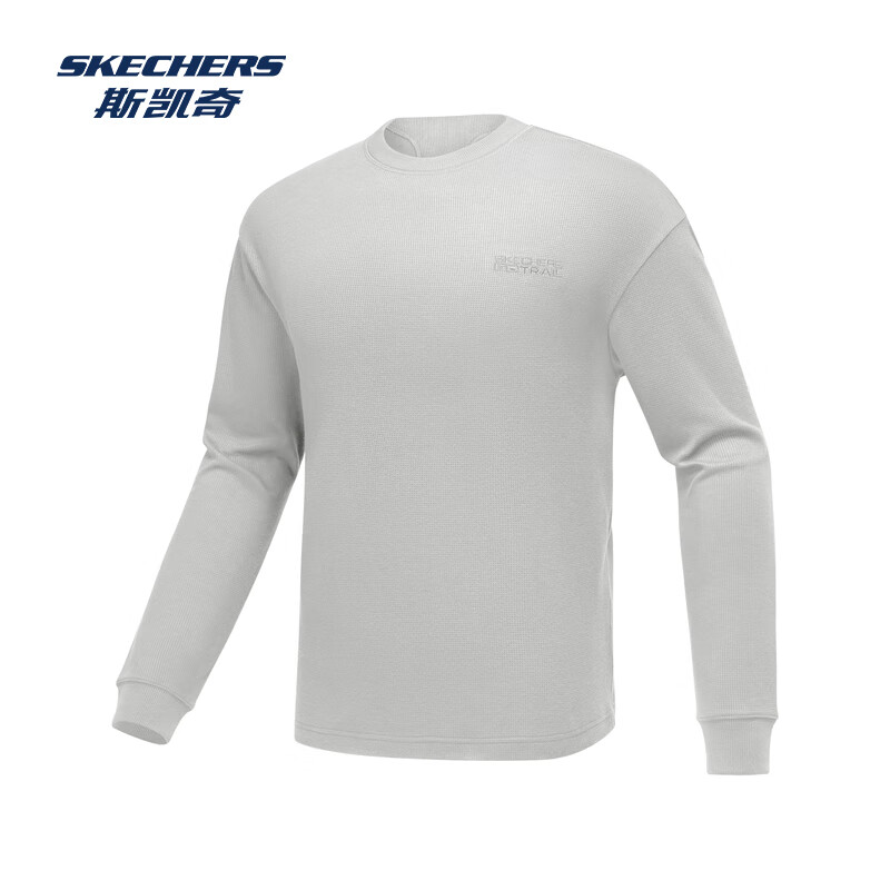 斯凯奇(Skechers)【梁朝伟同款】斯凯奇2025年秋冬新男针织长袖衫华夫格打底衫上衣 月球灰/00MV S