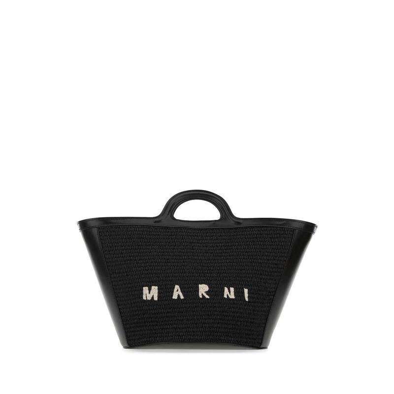 MARNI女士草編小號托特包夏季休閑手提包MULTI材質(zhì)拼接手袋 Black TU
