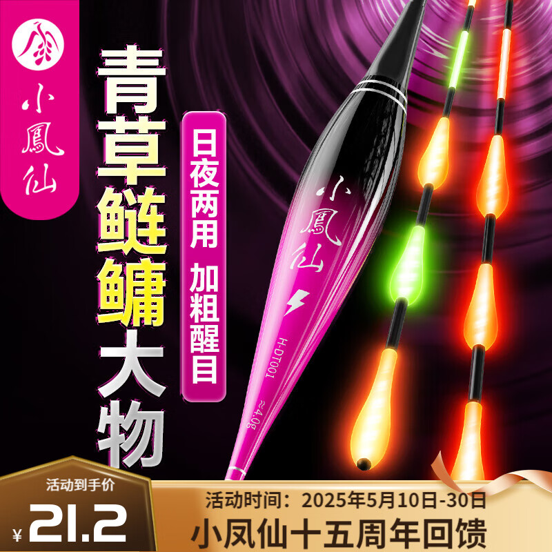 小凤仙日夜两用大物漂高灵敏夜光漂醒目加粗电子鱼漂远投加固防爆顶浮漂 H-DT04  青鱼鲢鳙 吃铅约7.0g 日夜两用尾