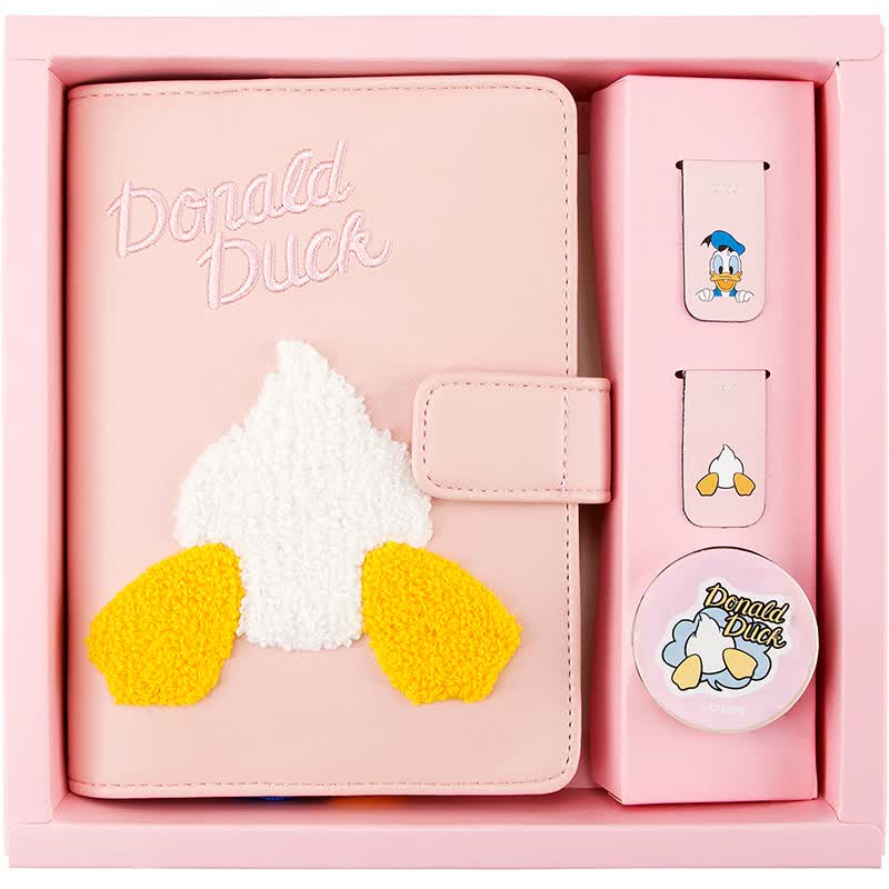 kinbor×迪士尼 手账礼盒文具套装创意礼物(A6刺绣皮面手帐本子/和纸胶带/软磁书签) 唐老鸭屁屁DTB6529