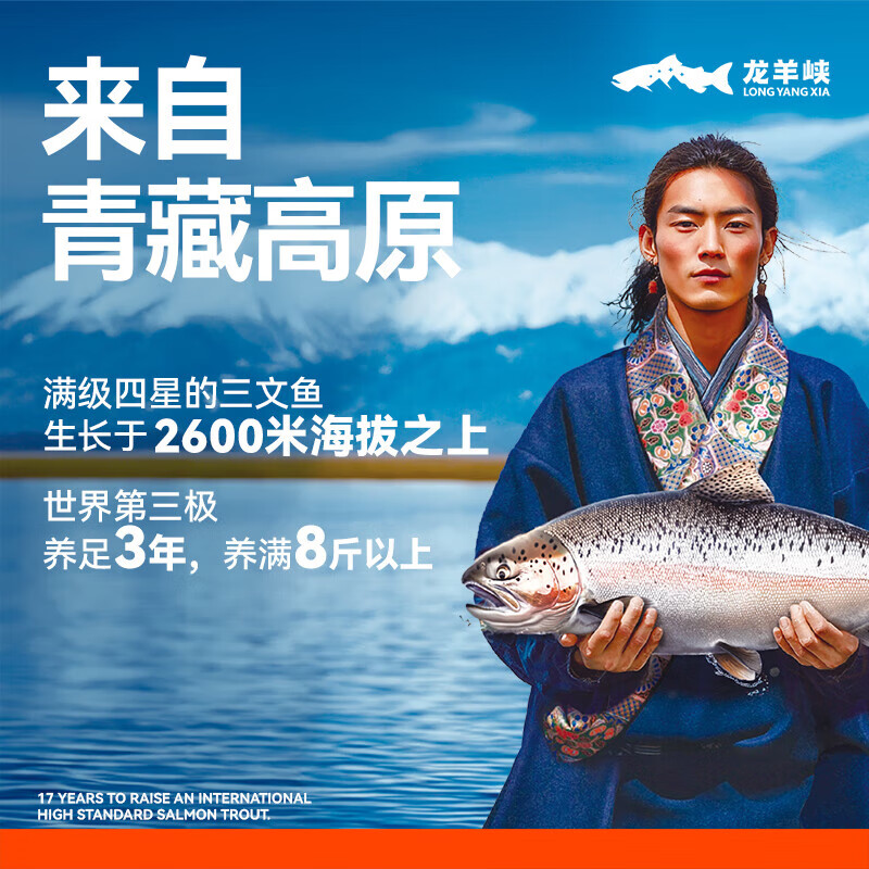 龙羊峡【冰鲜】青海三文鱼中段鱼块刺身400g虹鳟生吃鱼片即食含Ω3生鲜 冰鲜三文鱼块 200g *2盒
