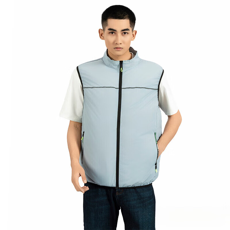 风扇马甲夏季防暑降温空调服工装背心短袖智能制冷带风扇工作服 青