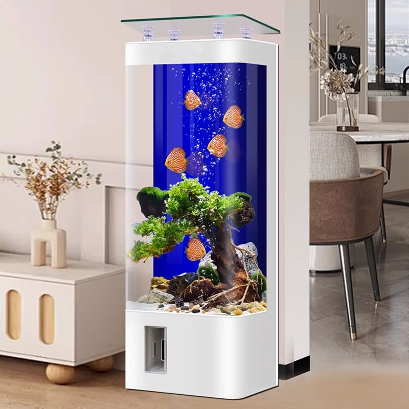 宝贝故事（BABY STORY）智能鱼缸客厅 鱼缸一体缸自循环免换水生态缸背过滤超白玻璃鱼缸 白色ultra版（变频水泵+气泵+移动显示屏） 60x40x138cm 长*宽*高