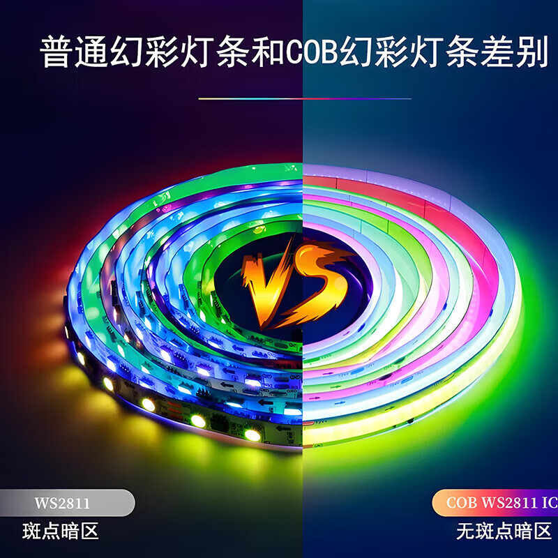 M智能流水幻彩cob变色rgb灯带七彩流光跑马灯电竞房kev氛围灯 7米套餐（灯带+变压器+控制器）