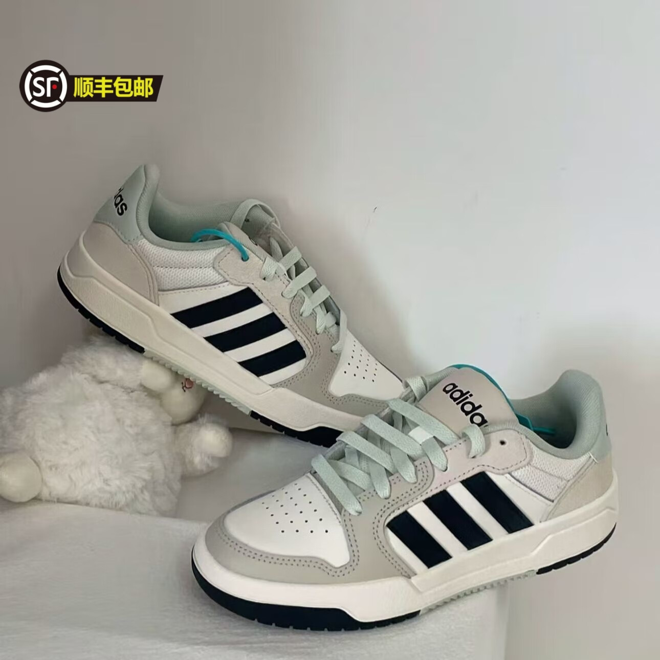 新款NEO男女复古低帮休闲运动板鞋经典篮球鞋防滑耐磨 白灰黑-热门款 40