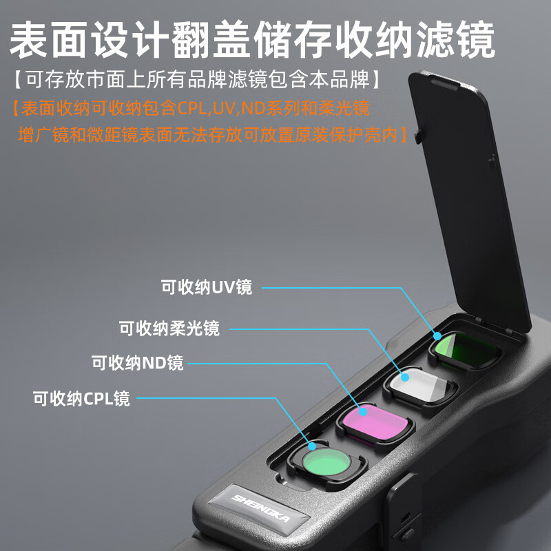 sheingka适用大疆dji pocket3口袋相机镜头滤镜收纳壳收纳包便携配件原装保护壳保护盖板保护套 Pocket3透明翻盖保护盖【全透明】