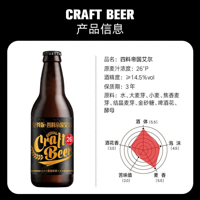 黑狸精酿26°P高度烈性四料帝国艾尔啤酒高端系列送礼礼盒330ml整箱装 四料帝国艾尔 330ml*12