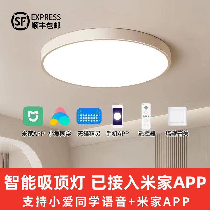 米家APP智能护眼吸顶灯新款卧室护眼灯LED圆形方形全光谱已接入米家 金属款-圆30CM(米家智能全光谱) 京东折扣/优惠券