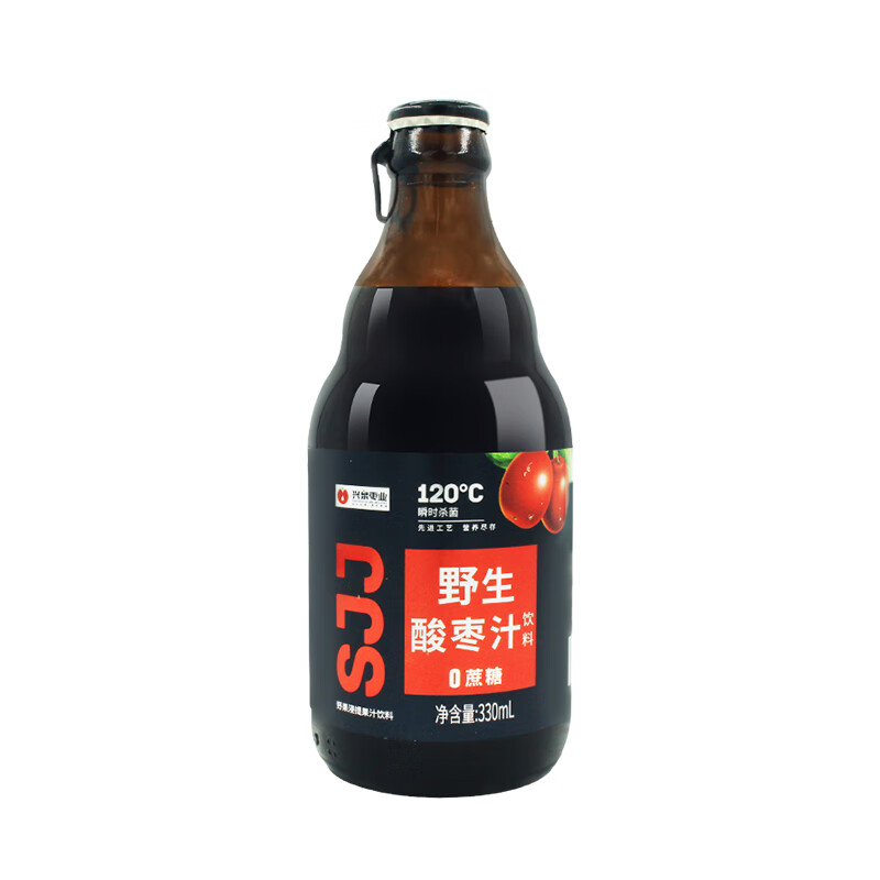 零蔗糖【330ml玻璃瓶野生酸枣汁】邢台太行深山的美味兴泉鼎盛4.0 批发-零蔗糖12瓶兴泉鼎盛酸枣汁 正宗邢台特产酸枣饮料