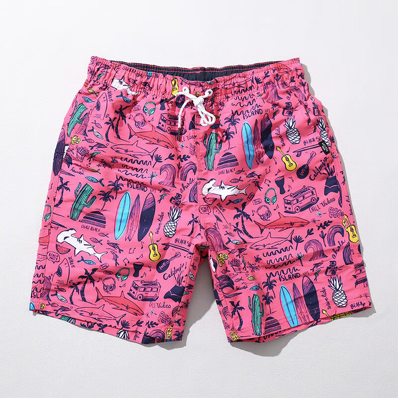 蓋浪（GAILANG）蓋浪沙灘褲可下水速干帶內(nèi)襯沖浪褲男雙層游泳褲 粉色有內(nèi)襯 S