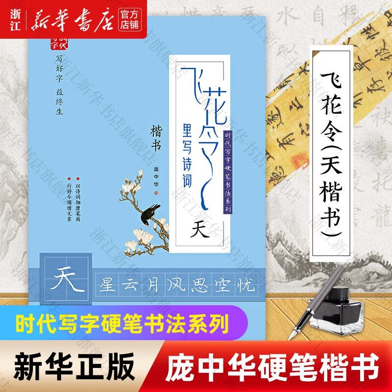 庞中华硬笔书法系列 飞花令里写诗词楷书春夏秋冬天地山水动静人心钢笔字帖 天（楷书）