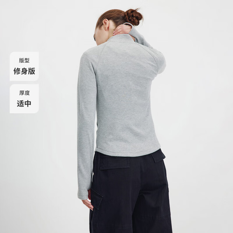 Navigare意大利小帆船女士长袖T恤2025秋季新款舒适保暖上衣半开领体恤 太空灰 S