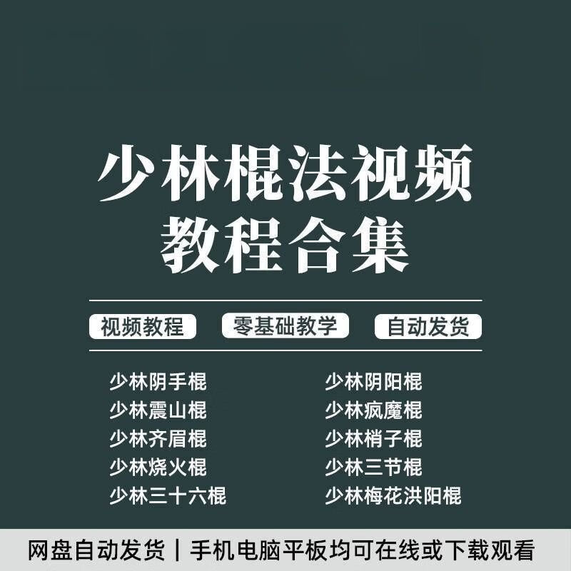 少林棍法棍术视频教程自学少林功夫烧火棍阴手棍齐眉棍三节棍震山
